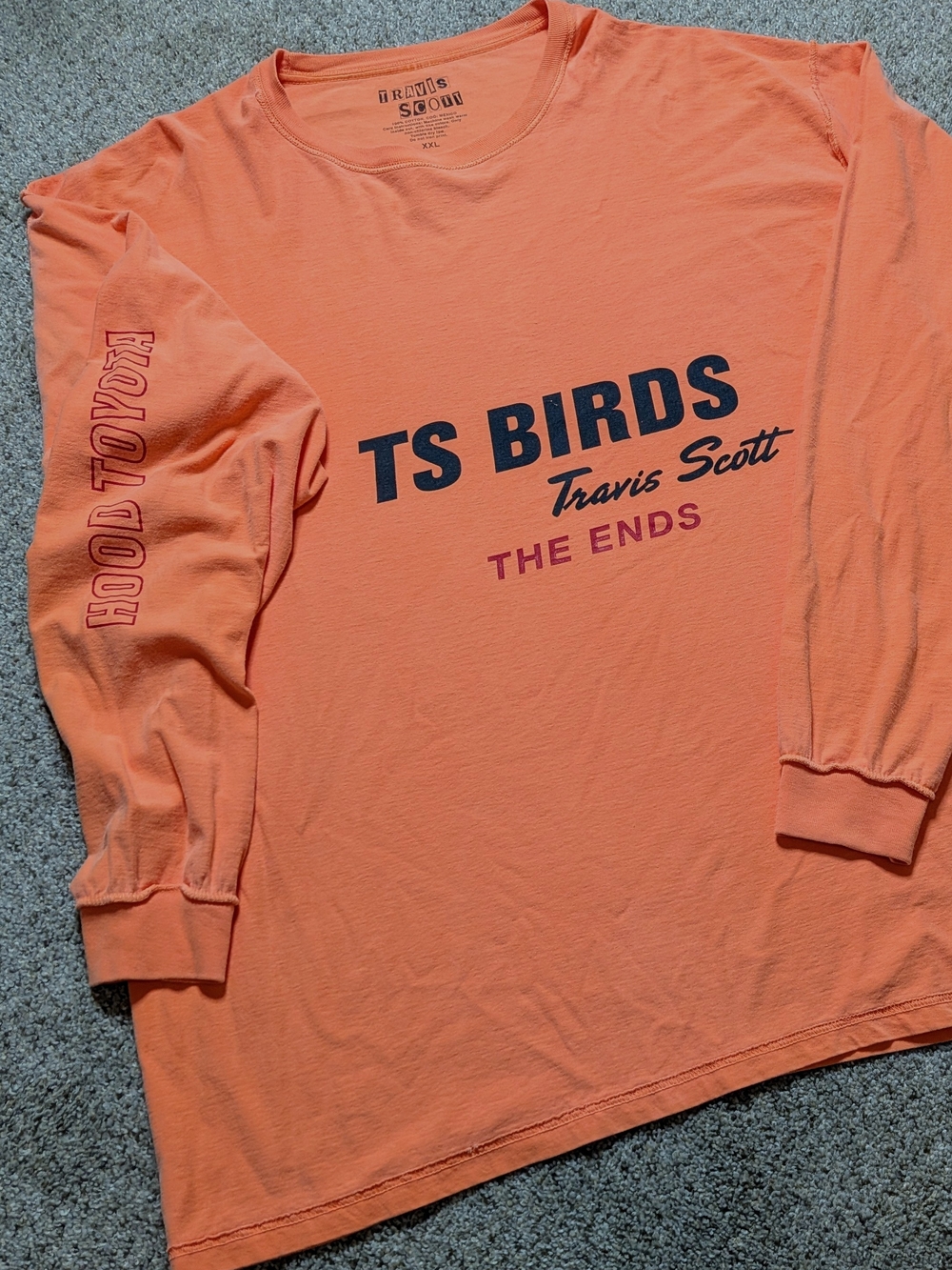 Travis Scott Orange Hood Toyota Birds Archive Long Sleeve Shirt XXL 2016